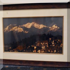 A13. Framed mountain photograph 21”h x 28”w - $60